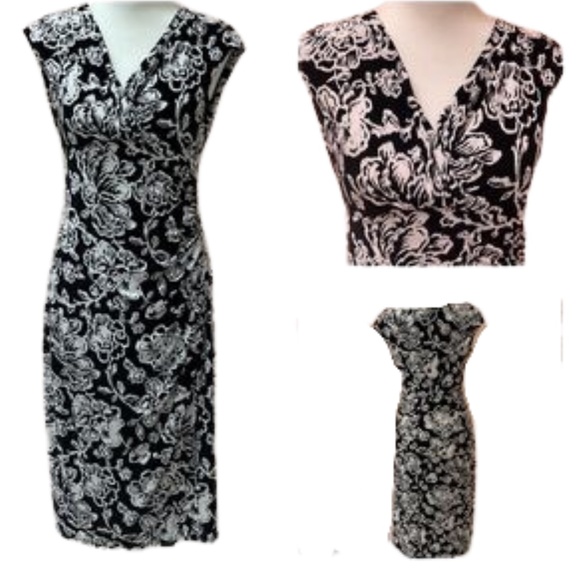 Ralph Lauren black and white floral print dress. Size 4. - Picture 3 of 9